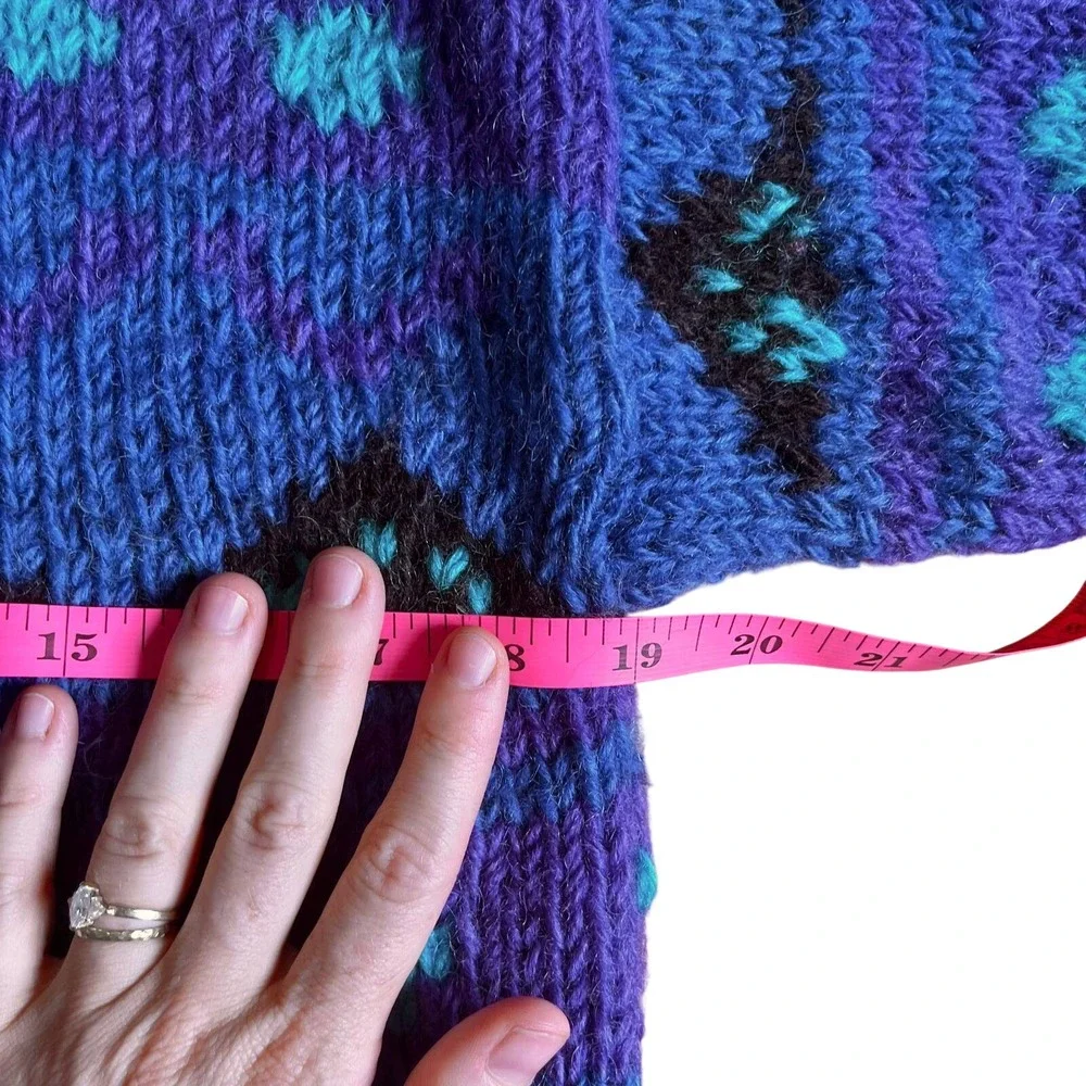 Vagabond Imports Vintage Hand Knit Wool Sweater Unisex Granola Girl 90s Grunge